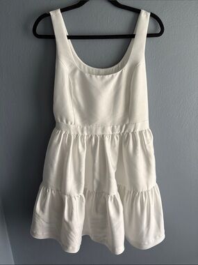 French Connection White Sleeveless Tiered Ruffle Minidress size 8